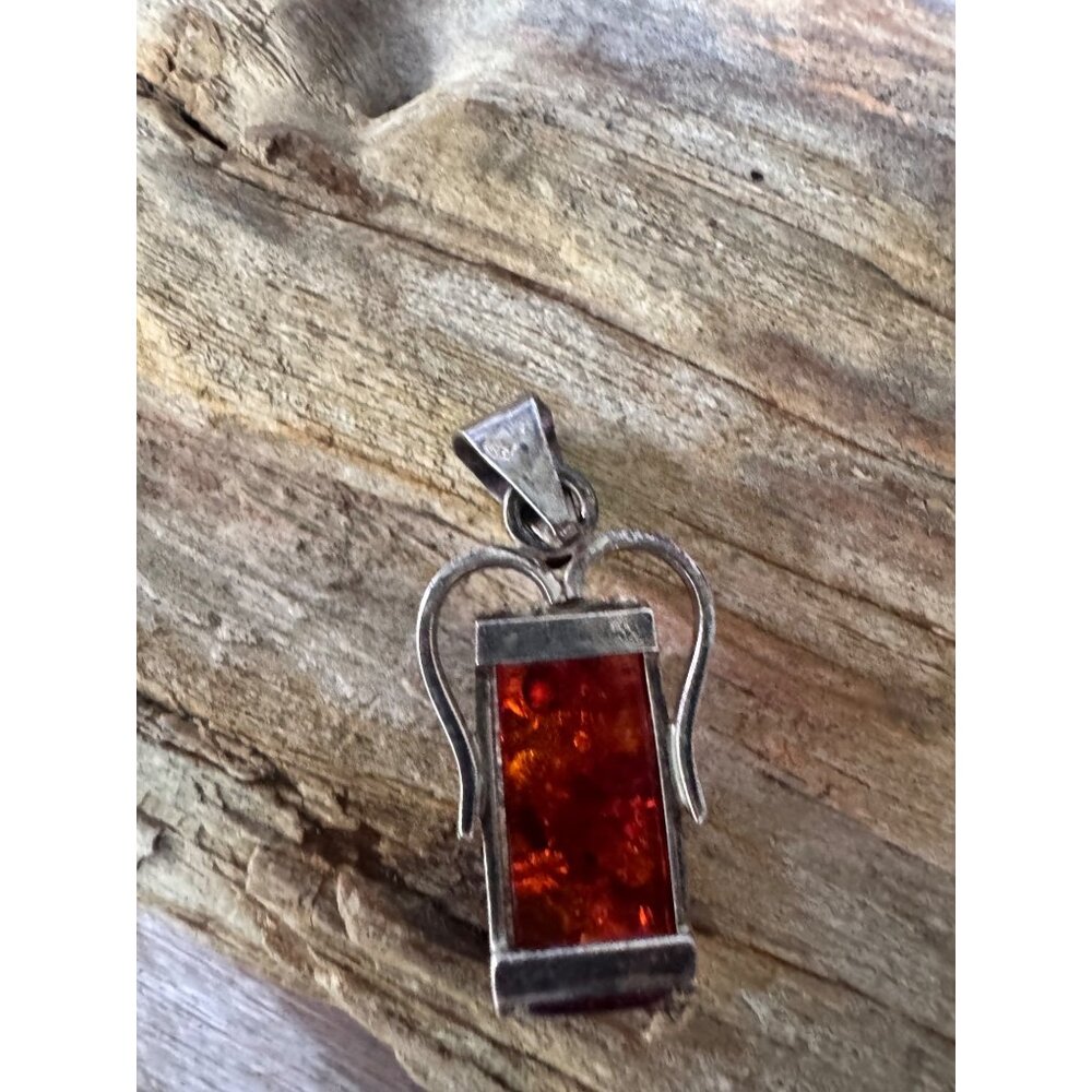 Amber Pendant W/Sterling Silver 925 Angel Wing Design 6.15g - Picture 4 of 5